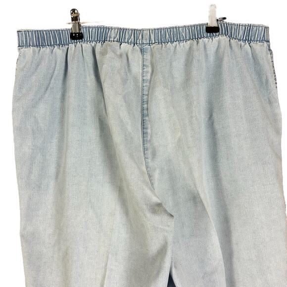 Alison Daley Pants Petite Women Sz 14P Light Blue Chambray Elastic Waist Pull On - Picture 4 of 11